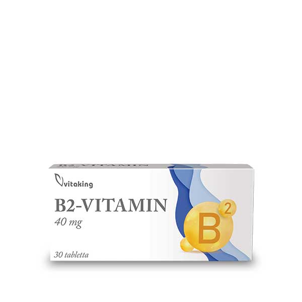 Vitaking B2-vitamin (riboflavin) 40mg 30 tablettás kiszerelésben.